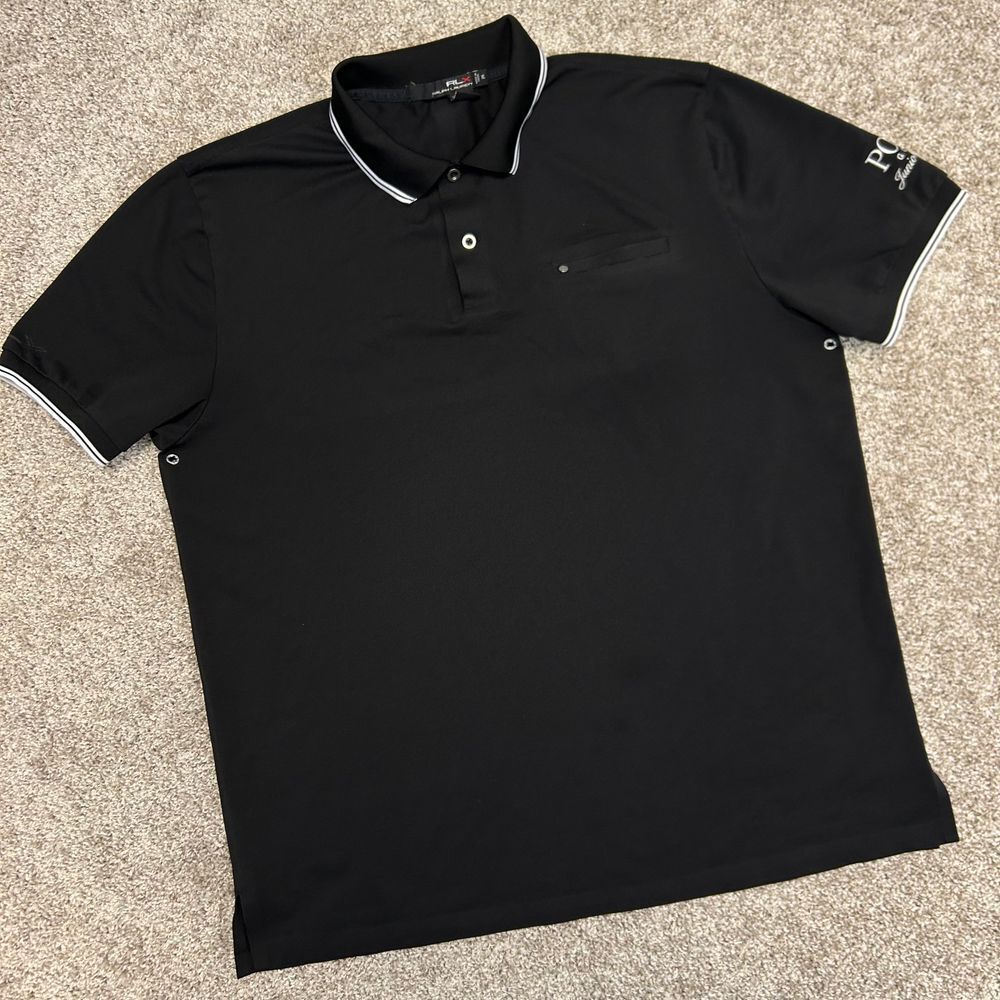 Ralph Lauren RLX‎ Polo Shirt Polo Golf Junior Classic Men Size XL Black